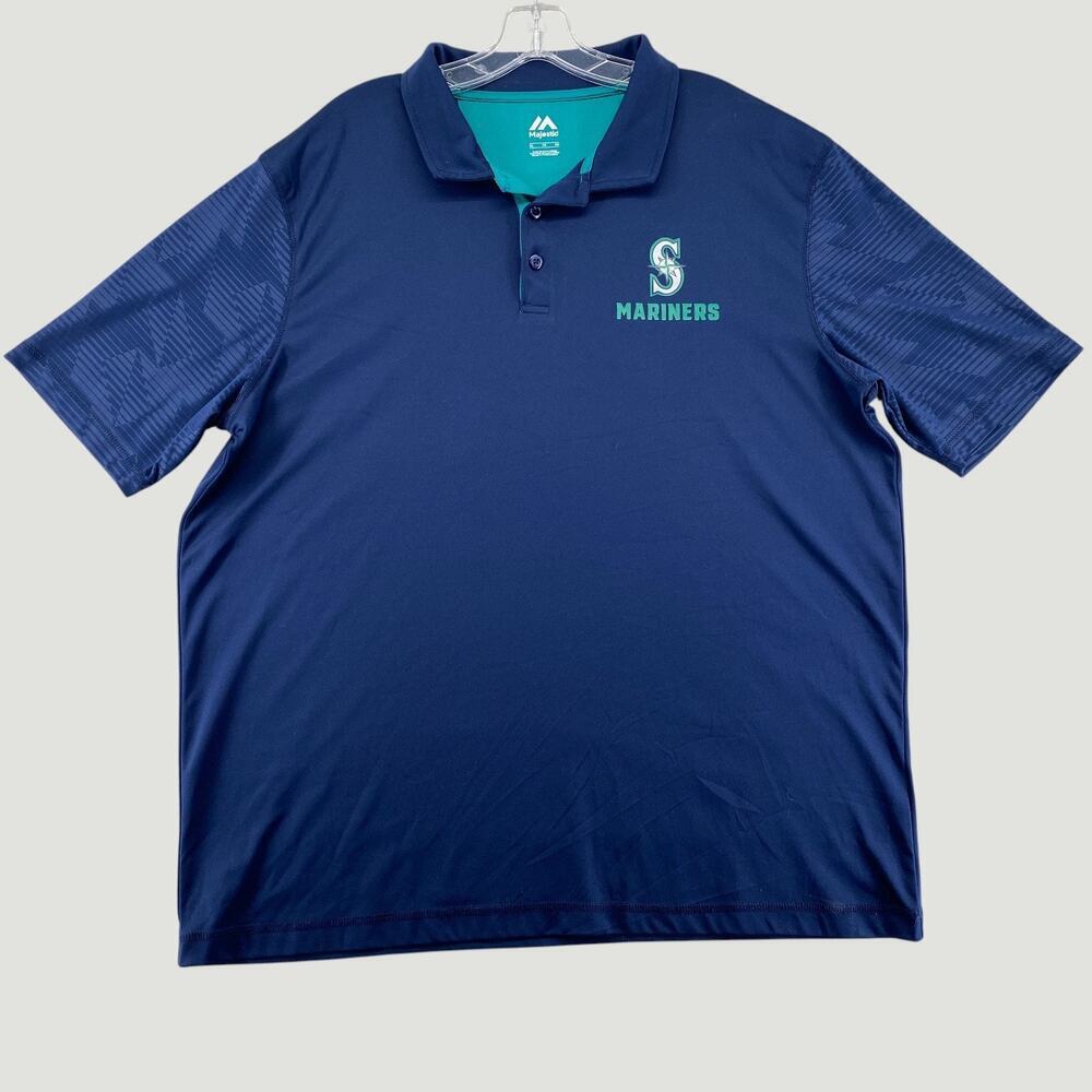 Seattle Mariners Majestic Navy Performance Polo Shirt XL